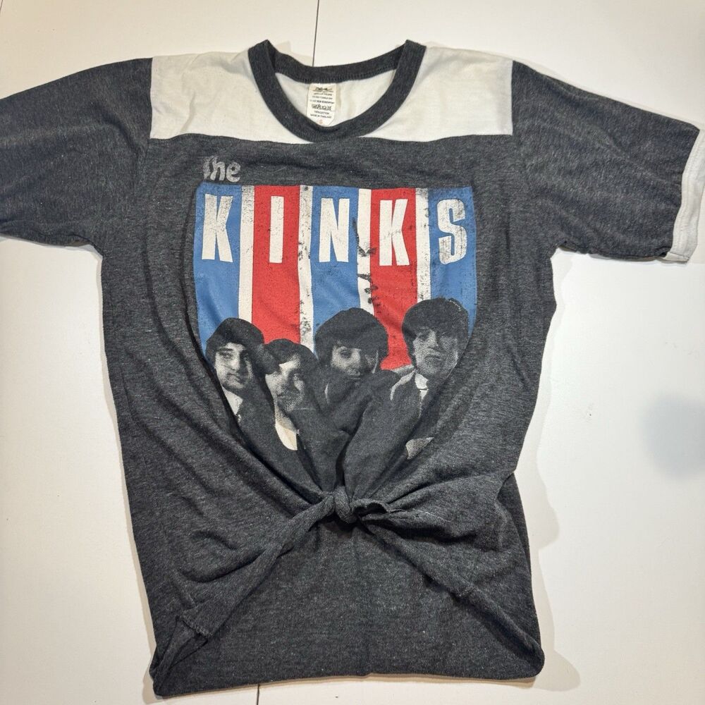 THE KINKS UK Rock Band Music Retro Women's T-Shirt Black Graphic Tee Bunny